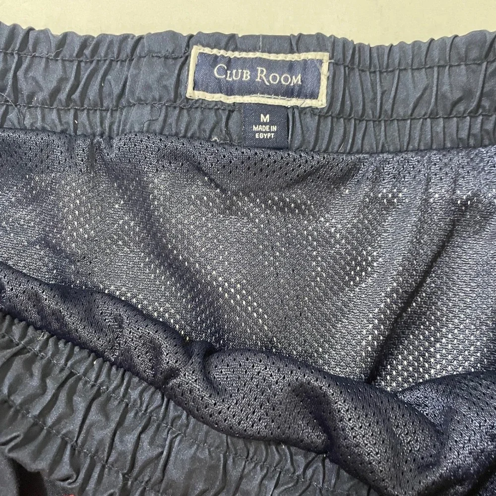 Club Room Mens Colorblock Swim Trunks Navy Blue Red White Mesh Lined Medium